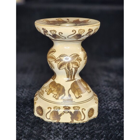 Elephant Candle Holder Set  Formalities Jungle Pedestal & Rustic Tealight Holder - Picture 2 of 12